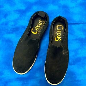Circus by Sam Edelman black suede slip on loafer.